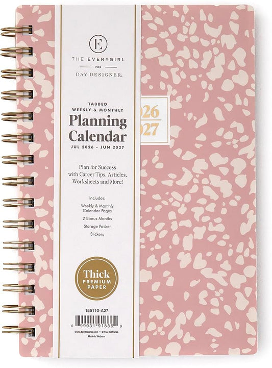 Blue Sky The Everygirl 2026-2027 Weekly and Monthly Academic Year Planner Calendar, July 2026 - June 2027, 5" x 8", Flexible Cover, Wirebound, Laminated Tabs, Storage Pocket, Includes Stickers, Bengala Desert Rose