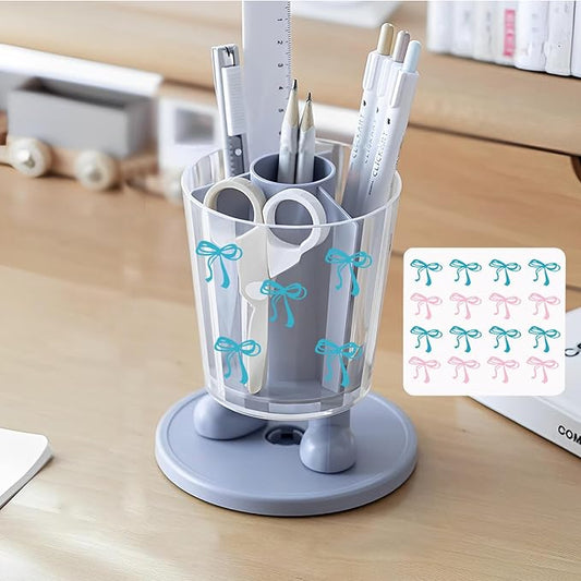 INSTOME Rotating Pen Holder,Cute Bow Pen Holder,Office Desk Accessories for Work, School,or Home