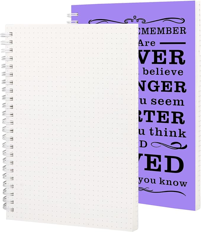 JOHSBYD 2Pcs Spiral Dotted Notebook, Inspirational Gifts A5 Dot Grid