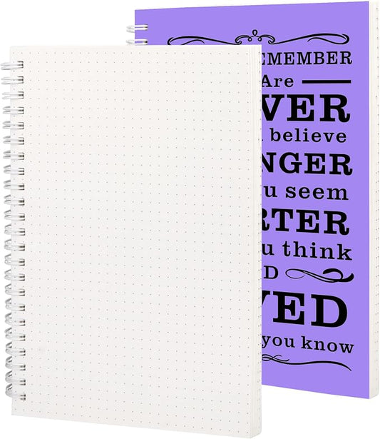 JOHSBYD 2Pcs Spiral Dotted Notebook, Inspirational Gifts A5 Dot Grid