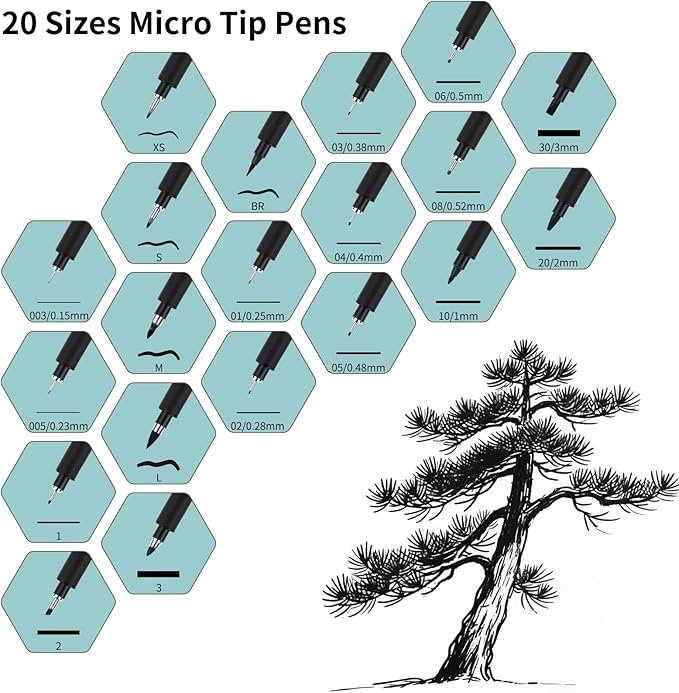 01 micro fineliner pens, no bleed waterproof pens drawing sketch art, archival ink artist set outline gift