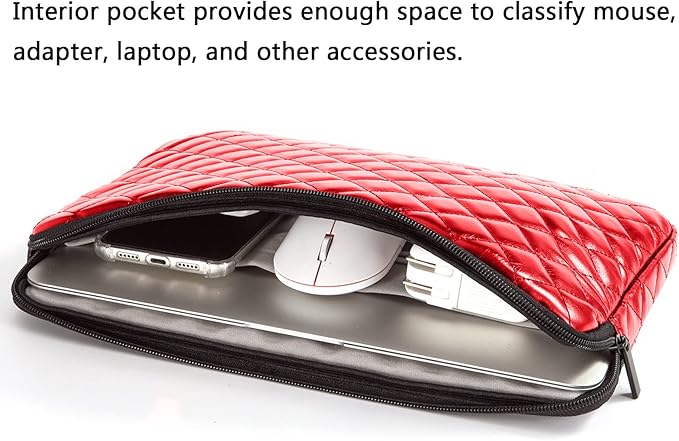 Puffy Laptop Sleeve 11 12 13 13.3 14 15 15.6 inch Case Protective Bag Quilted PU Leather Lined Padded