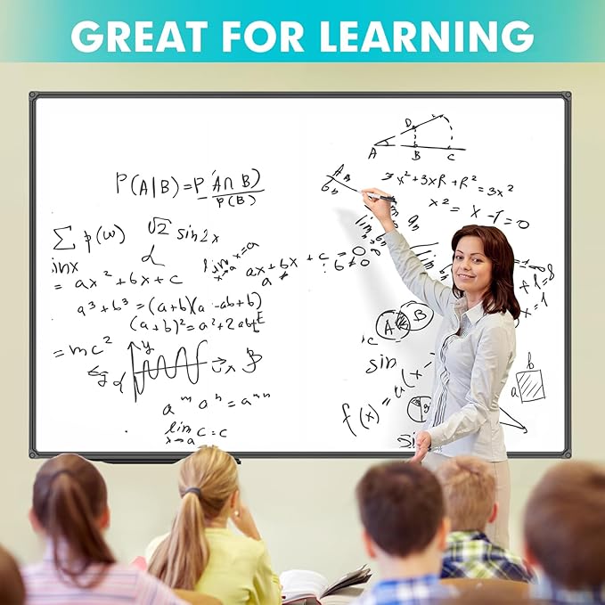 JILoffice Large Magnetic White Board, Dry Erase Board 60 x 48 Inch, Black Aluminum Frame Wall Mounted Board for Office Home and School