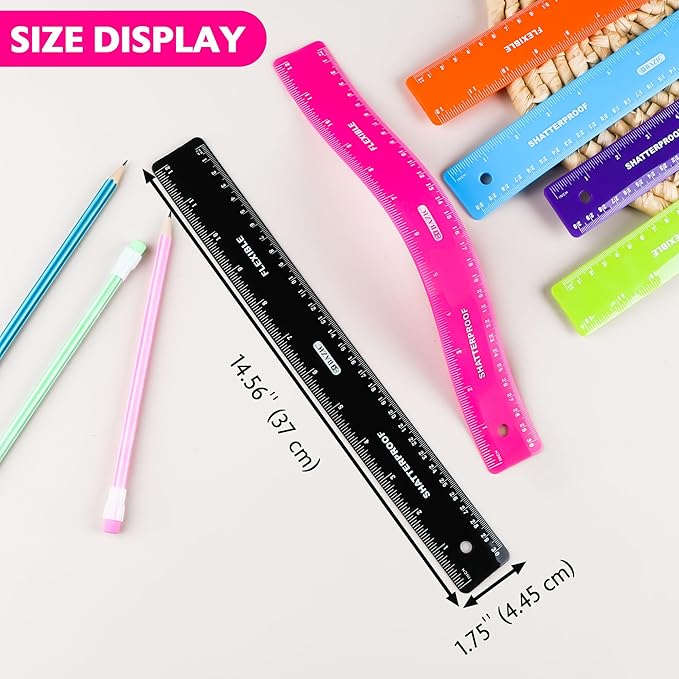 BAZIC Products Shatterproof Flexible Curve Ruler 12" (30cm), Inches Centimeter Metric Measuring Drafting Rulers, 288-Packs