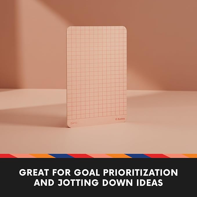 Notsu Graph Grid Colored Note Cards 3x5 inch, 40 ct | Graphing Vertical Color Index Cards with Rounded Corners, Premium Thick Paper 350 gsm (Clay)