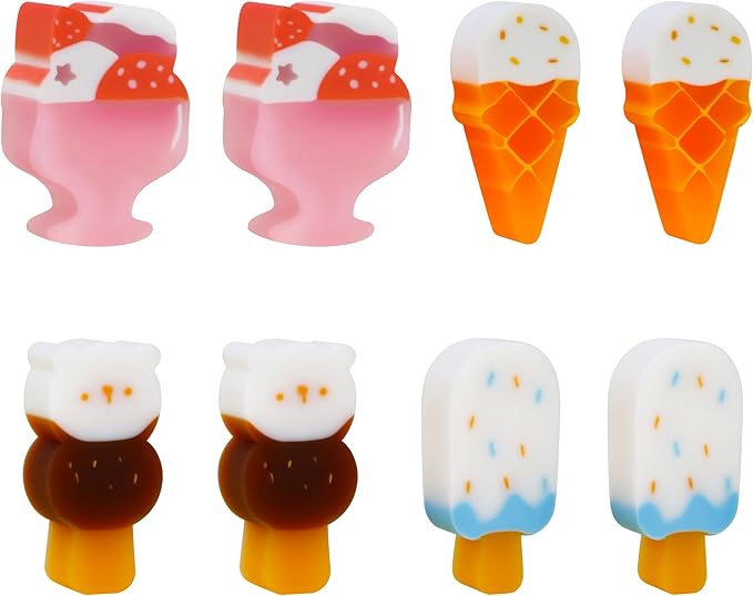 Smilo Scented Ice Cream Erasers 8 Pack - Realistic Food Shape Novelty Pencil Erasers, Classroom Prizes, Goodie Bag Fillers, Homework Rewards & Gifts