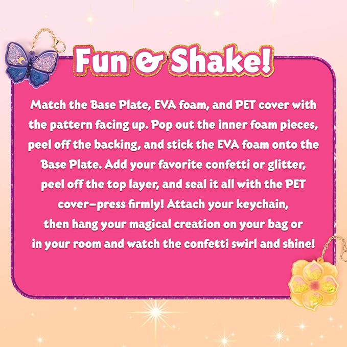 Shake-its Glitter Craft Kits, DIY Art Kit for Kids - Fun Shake Art Supplies, Creative Arts and Crafts Activity Gifts for Girls & Boys Ages 4 5 6 7 8 9 (Flowers & Butterflies)