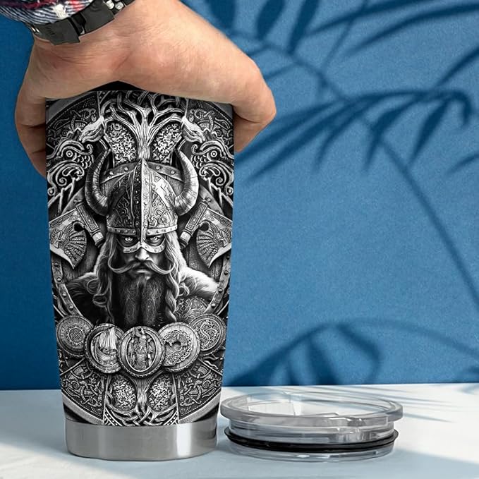 Viking Cup Tumbler 20oz Viking Gift for Men Vikings Stainless Steel Insulated Tumblers Coffee Travel Mug Gifts for Birthday Christmas