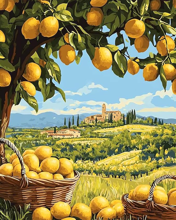 5DDIYART Paint by Numbers for Adults Beginner, Lemon Tree Paint by Number Kits on Canvas Without Framed,Paint by Easy Acrylic Painting Home Wall Decor 16x20inch