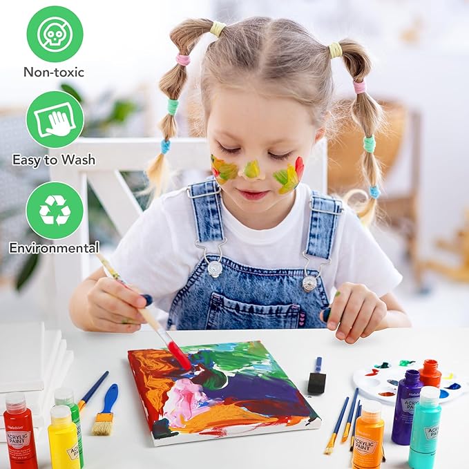Halobios Acrylic Paint Set 50 Colors(2 fl oz/60 ml), Premium Acrylic Paints for Kids & Adults, With Fluorescent Colors & Metallic Colors for Painting, Drawing & Art Supplies, DIY Arts and Crafts