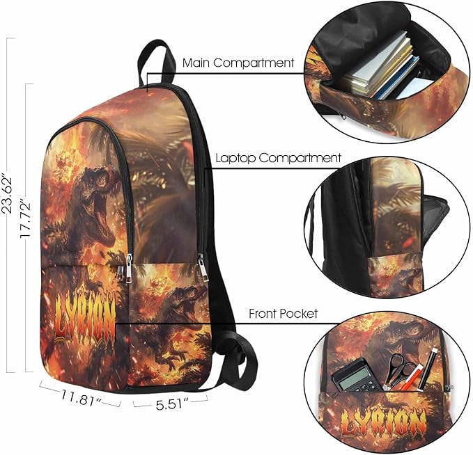 M YESCUSTOM Pesonalized Boys School Backpack Lunch Bag Set with Name, Animal Custom Bookbag Kindergarten Kids Waterproof Nylon Travel Picnic School Bag Pencil Pouch