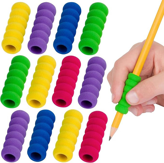 Pencil Grip The Classics Ridged Foam Grip 12 Pack – Ergonomic Writing Aid for Kids & Adults, Soft & Comfortable, Fits Pens, Pencils, Crayons, Right or Left Handed, Assorted Colors, Classroom Supplies