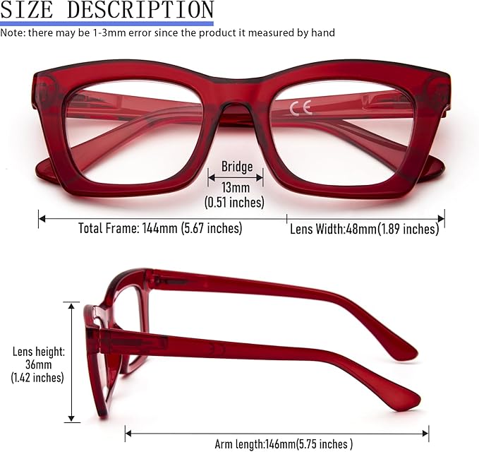 REAVEE 6 Pack Reading Glasses for Women Blue Light Blocking, Cute Square Computer Readers with Spring Hinge