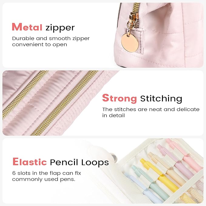Sooez Large Pencil Case Pouch, Soft Pencil Bag with Zipper, Pen Bag Wide Opening, School Supplies Cute Pencil Case for Girls Boy Men Women, Soft Purple