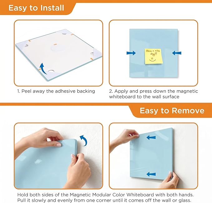 Comix Magnetic Board, 12 Pack Magnetic Whiteboard for wall, 11.8 x 11.8 Inches Dry Erase Board for Kids, Students, White Board Dry Erase Set for Fridge, Office and Home, Blue