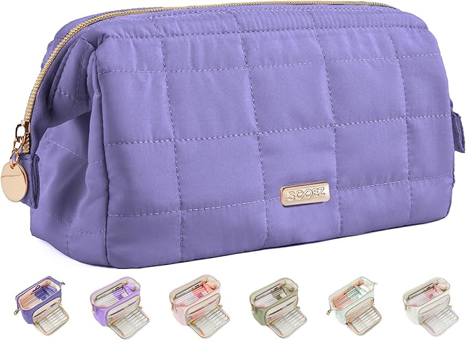 Sooez Large Pencil Case Pouch, Soft Pencil Bag with Zipper, Pen Bag Wide Opening, School Supplies Cute Pencil Case for Girls Boy Men Women, Dark Purple