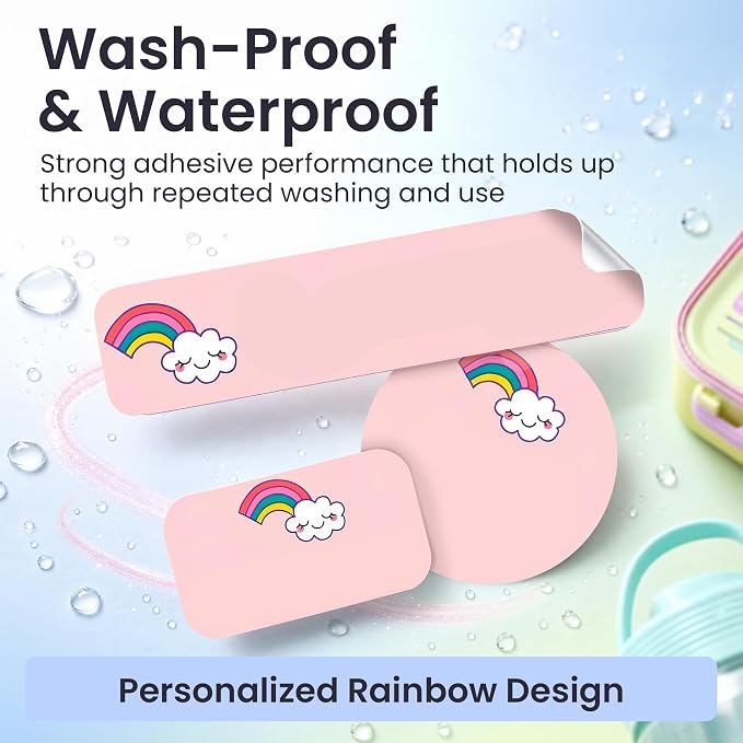Label Daddy Personalized Name Labels for School, Rainbow Design | Waterproof Name Tags for Kids, Washable Custom Daycare Labels, Clothing, Lunchboxes, Water Bottles and More, 128 Ct & 256 Ct