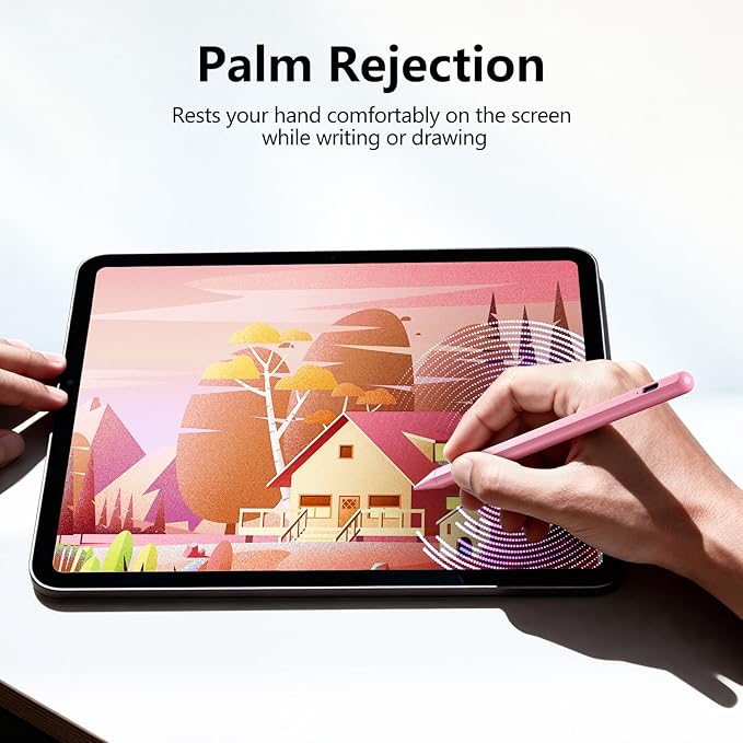 Stylus Pen for iPad 6th-11th Generation-2X Fast Charge Active Pencil Compatible with 2018-2026 Apple iPad Pro 11"/12.9"/M4, iPad Air 3/4/5/M2/M3/M4,iPad mini 5/6/7 Gen-Pink