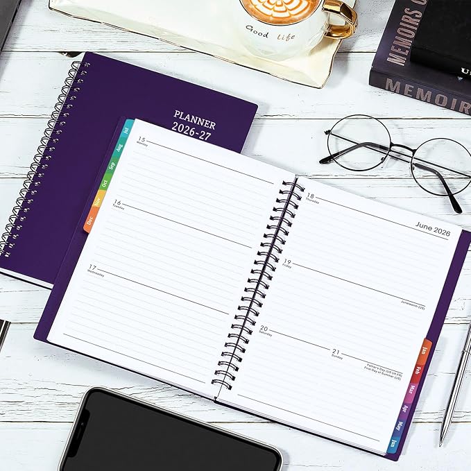 Planner 2026-2027 - July 2026 - June 2027, 2026-2027 Planner Weekly and Monthly, Academic Planner, Calendar Planner with Colorful Tabs, 6.25" × 8.3", Strong Twin-Wire Binding, Back Pocket, Holidays