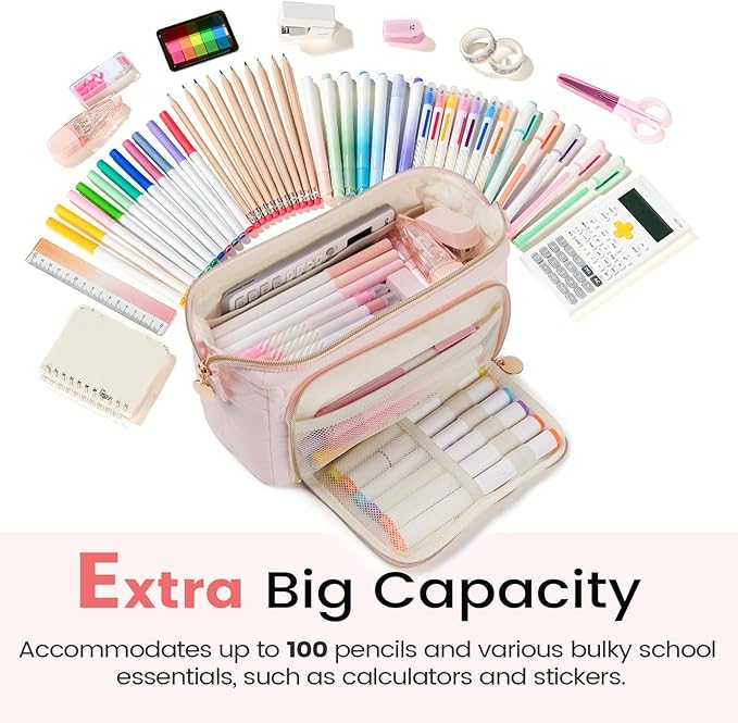 Sooez Large Pencil Case Pouch, Soft Pencil Bag with Zipper, Pen Bag Wide Opening, School Supplies Cute Pencil Case for Girls Boy Men Women, Soft Purple