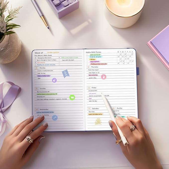 Undated Weekly Planner for 2026, Forvencer Simplified Weekly & Monthly Calendar Planner, Cute Daily Organizer Notebook, Agenda Journal to Track Goals & Tasks, Start Anytime, A5 Size, Dark Green