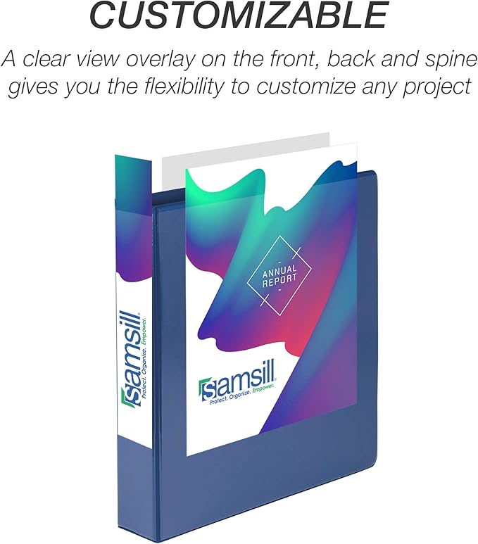 Samsill 1.5 Inch 3 Ring Binder, Economy Round Ring, Clear View Cover, 325 Sheet Capacity - for School, Home, Office - Dark Blue