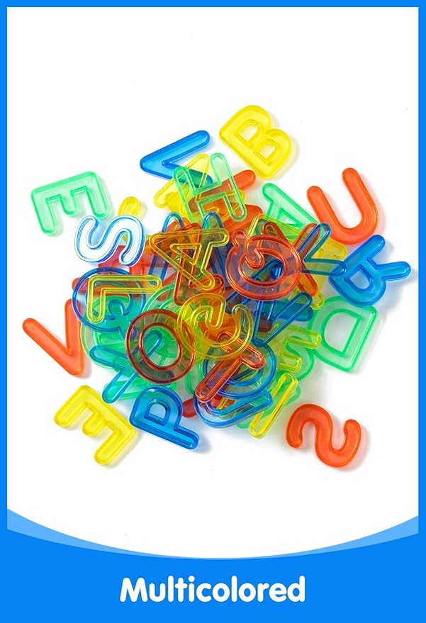 52 Pcs Translucent Capital Letters – Plastic Alphabet Letters for Kids – Ideal for Light Table Manipulatives & Educational Play, Vibrant Colors for Creativity and Learning