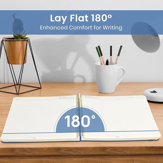 Taja Large Spiral Lined Notebook for Work, Journal for Women & Men