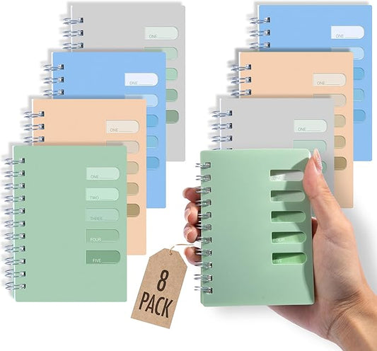 Yoment Pocket Small Notebook 3" x 5", Set of 8 Pocket Spiral Notepads, Mini Notebooks for Work, School, Office, Students and Professionals