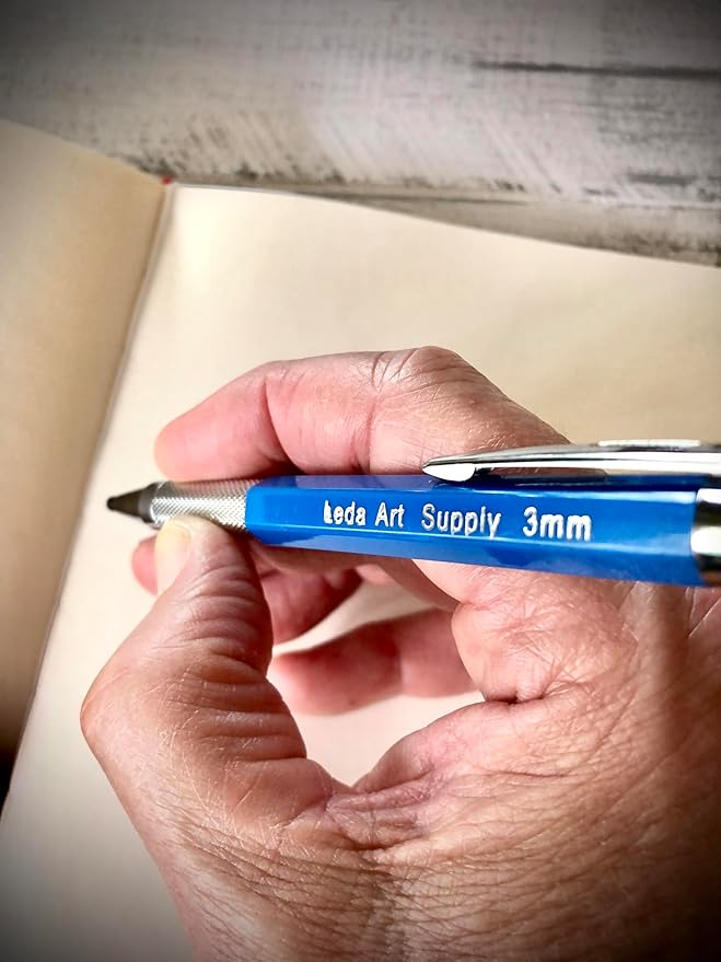 Leda Art 3.0mm Mechanical Pencil Set Drafting Pencil with Built-in Sharpener & 6 Lead Refills Ideal for Thick Lines, Sketching, Drawing & Mixed Media Art (Jumbo)