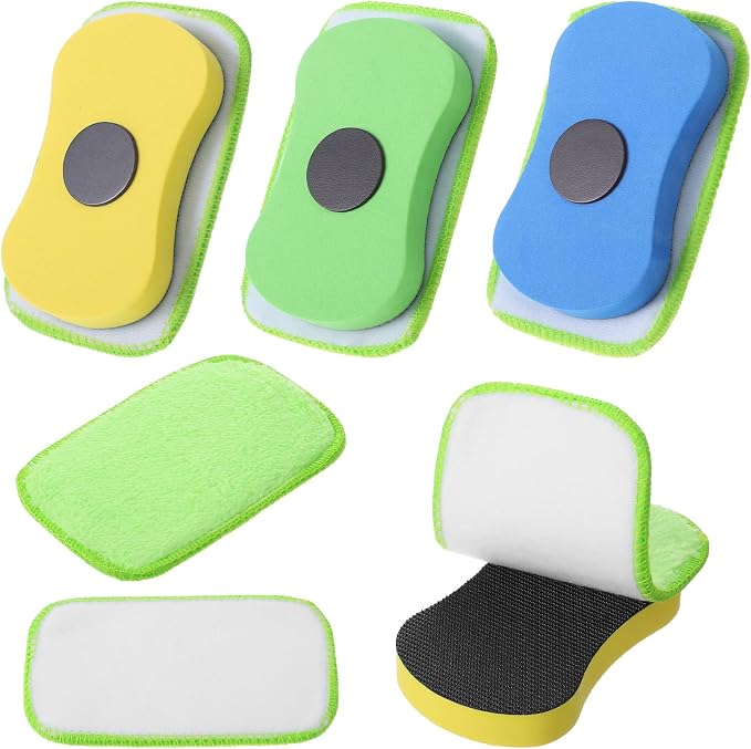 3Pcs Chalkboard Eraser, Washable Reusable Dustless Chalk Eraser