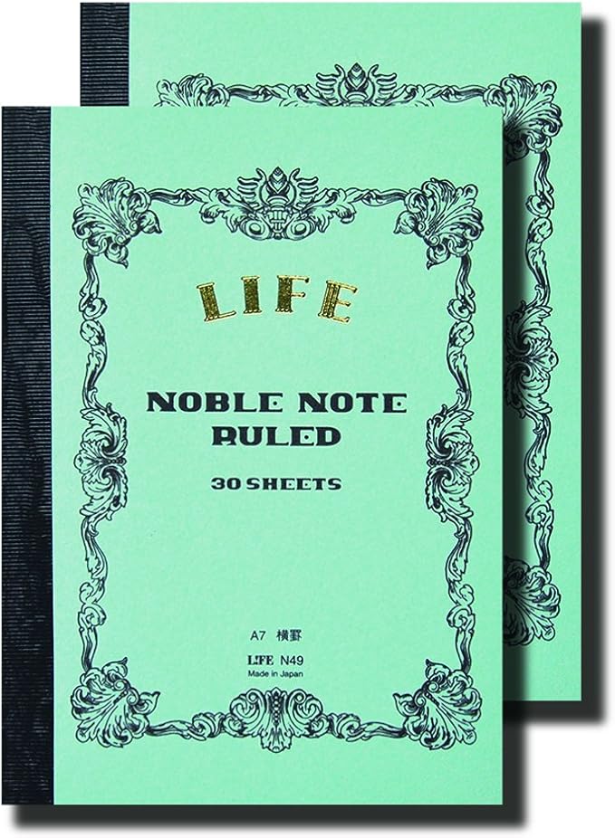 Life Noble Notebook, A7, Horizontal Ruled, N49, Set of 2