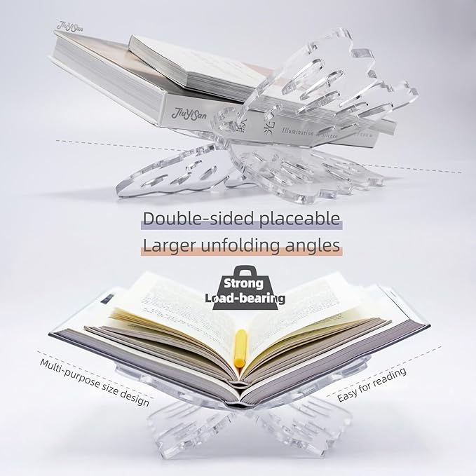 Butterfly Shaped Acrylic Book Stand for Reading, Perfect As A Cook Book Stand for Kitchen Counter Or Book Display Stand, Ideal for Hold Bibles, Magazines Or Art Books,12" x 7" x 5.2"