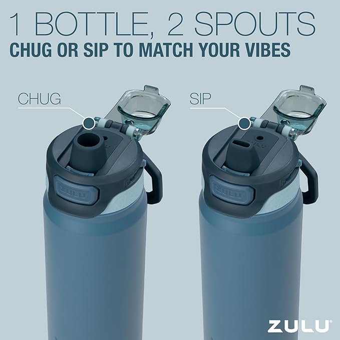 ZULU Powerfill Pro 24oz Stainless Steel Water Bottle with Quick Fill Lid, Triple Walled Vacuum Insulated Metal, Leak Proof Locking Lid, Sip and Chug, Reusable BPA Free, Driftwood