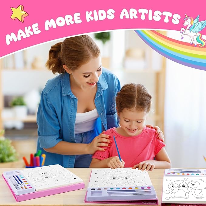 AGGKKY Valentines Paint with Water Coloring Books for Kids Toddlers Mess Free Watercolor Painting Sets Valentines Arts and Crafts for Kids 3+ Travel Activities Birthday Stocking Stuffers Toy Gift