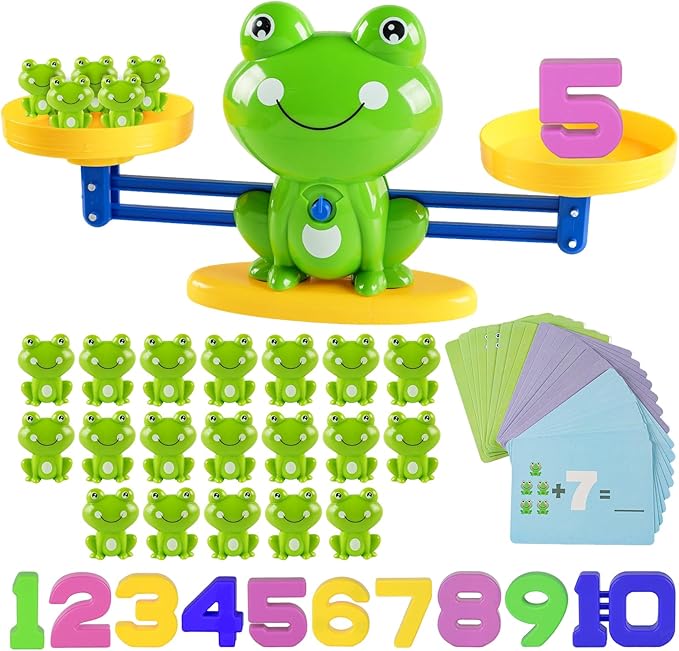 Frog Balance Math Toy for Preschool – Cool Counting Manipulatives and STEM Learning Materials for Kids Ages 5-7, Fun Number Match Activity for Pre-K Classroom and Early Education Centers