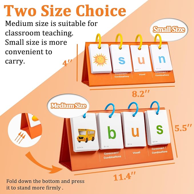 Alened Phonics Flash Cards for Kids 3-8, Sight Words Flash Cards for Kindergarten 1st 2nd 3rd Grade, CVC CVCC CCVC Word Builder, Homeschool & Classroom Phonics Learning Supplies
