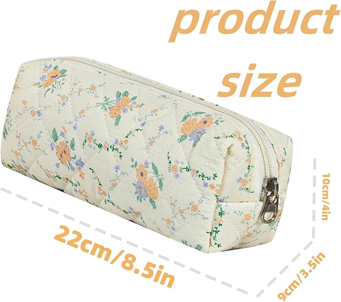 Carry bloom Pencil Pouch Cute Pencil Case for Girls Aesthetic Pencil Bag with Zipper Pen Cases School Supplies Makeup Bag (8 flower orange)