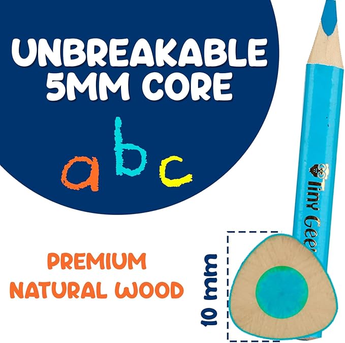 Jumbo Pencils Triangle Short Colored Pencils for Kids and Rainbow Pencil +Sharpener -Perfect for Preschool Toddlers and Beginners +Recommended by Teachers & Experts +Party favours +Art/School Supplies