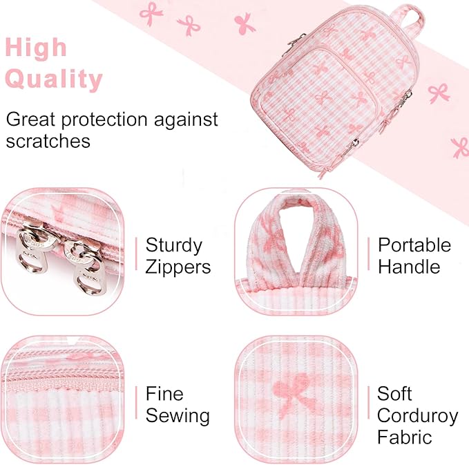 LEDAOU Pencil Case Cute Zipper Pencil Pouch Large Capacity Pencil Bag Organizer School Supplies for Girls Boys Kids (Pink Checkered Bow)