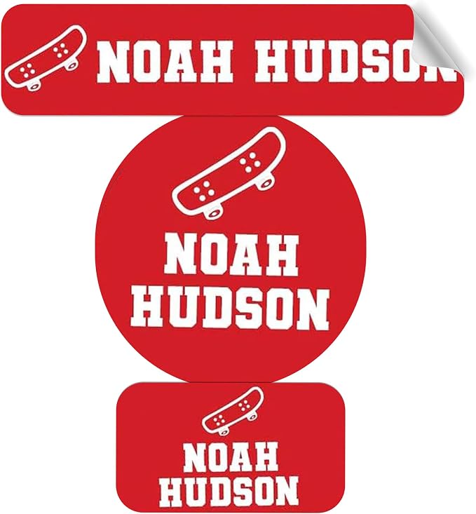 Label Daddy Personalized Name Labels for School, Skateboard Design | Waterproof Name Tags for Kids, Washable Daycare Labels, Clothing, Lunch Boxes, Water Bottles and More, 128 Ct