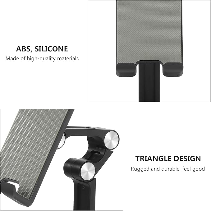 Kisangel Adjustable Desktop Phone and Tablet Stand, Multi-Functional Black Holder for Online Classes and Live Streaming, Compatible with Smartphones and Tablets