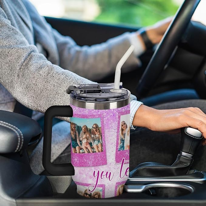 Personalized Tumbler Custom Vacuum Insulated Travel Mug Customizable Coffee Cup with Your Photos and Text Christmas Birthday Gift (40oz Design 5)
