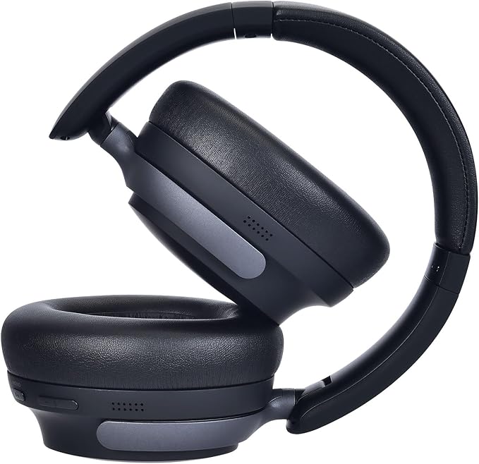 JOMILIN C5 Active Noise Cancelling Headphones, Wireless Over Ear Bluetooth Headphones, 3EQ Modes via Button, 60H Playtime Lightweight Folding Stereo Bass Headset with Mic, for Travel Home Space Black