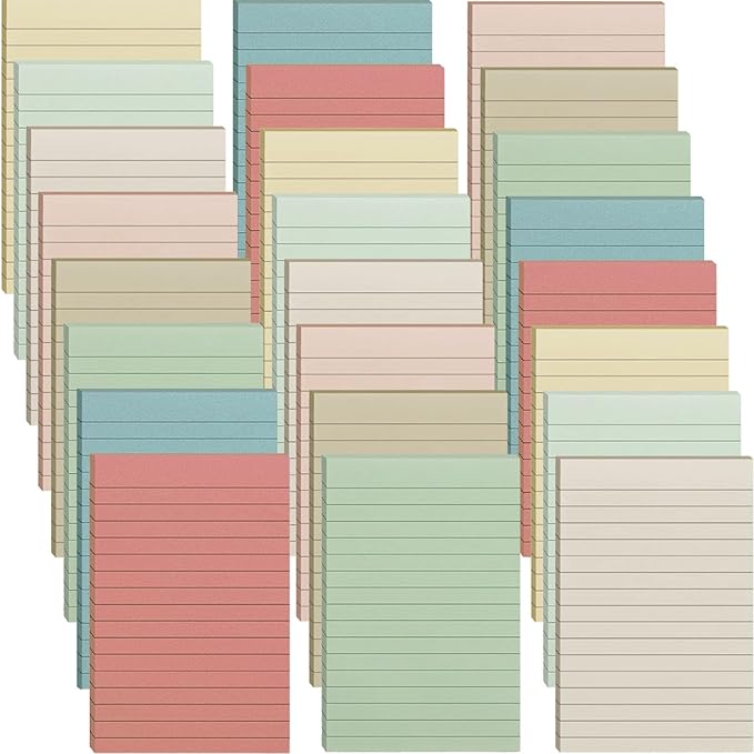24 Pack Lined Sticky Notes 4X6 in, Self Sticky Note Pads with Lines, Large Sticky Note Memo Pad for Office, Home, School, Meeting, 50 Sheets/pad, Morandi