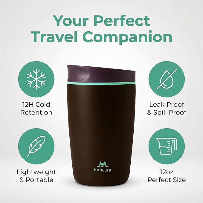 12 oz coffee tumbler Insulated coffee mug with lid Slider Insulated Stainless Steel Coffee Tumbler, Travel Mug for Hot and Iced Beverages insulated travel coffee mug (black)