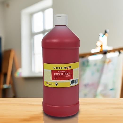 School Smart Washable Finger Paint, Red, 1 Quart Bottle