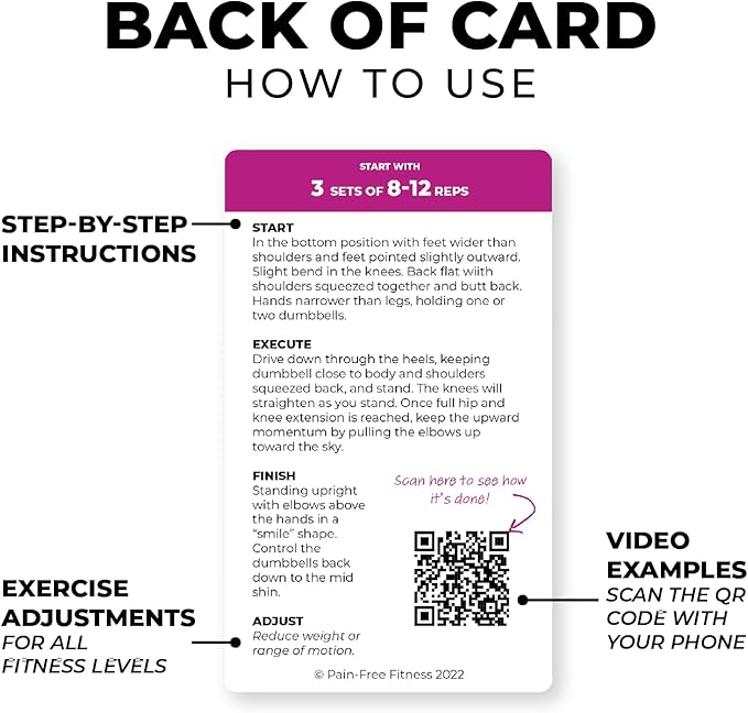 40 Dumbbell Exercise Cards 3x5''- Fundamental Workout Cards for Women & Men - Beginner to Intermediate - QR Video Guides & Inclusive Artwork - Bend & Tear-Resistant
