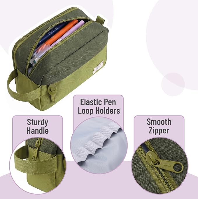 Mr. Pen- High Capacity Pencil Case, Large Pencil Pouch with 3 Compartments and 2 Pockets, Large Pencil Bag with Smooth Zipper, Cute Pencil Case Pouch Organizer, School Supplies for Teens