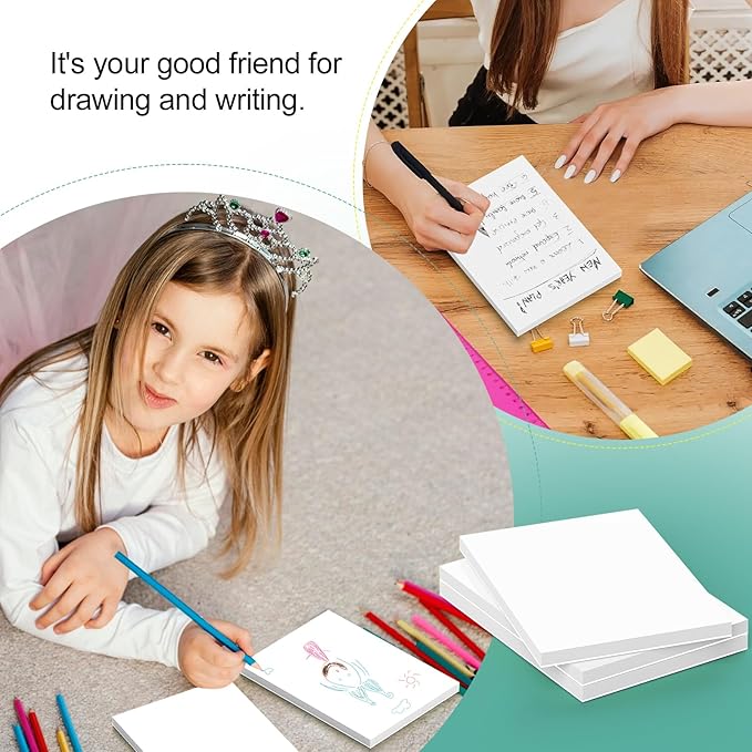 3" x 5" Note Pads - Memo Pads - Blank Scratch Pads - Small Notepad Writing Pads for Taking Notes and Task Allocation – Easy to Peel – 80gsm Papers with Cardboard Backing – 50 Sheets – Pack of 8